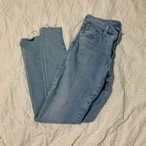 AG high waisted jeans with frayed hem